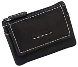Fossil Womens Leather Coin Purse - Pop Stitch Key Coin Purse (Color: Black)