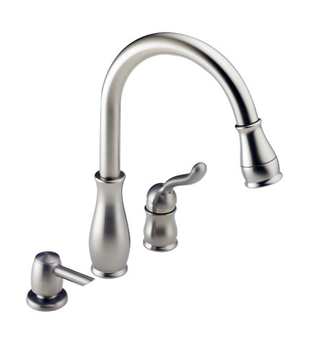 Delta Faucet 978-SSSD Leland Single-Handle Kitchen Faucet with Pull Down Spray Wand and Soap Dispenser, Stainless