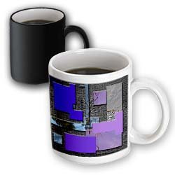 Blue, Purple, Lilac and Chrome with Raised Rectangles to look Modern - 11oz Magic Transforming Mug