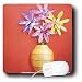 Florene Decorative - Pink Yellow violet PinWheel Flowers On Red - Mouse Pads