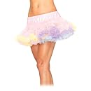Leg Avenue Women's Mini Tulle Rainbow Trimmed Petticoat Dress, Multicolor, One Size