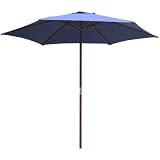 2m Navy Blue Wood Parasol