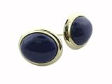 Lapis Oval Button Earrings, 14k Gold