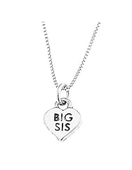 Sterling Silver One Sided Big Sis Heart Necklace