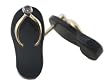Onyx Flip-Flop Single Diamond Strap Sandal Earrings, 14k Gold