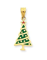 14k Yellow Gold Enameled Christmas Tree Charm.