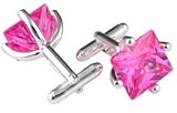 Pink Square Crystal Cufflinks by Mousie Bean