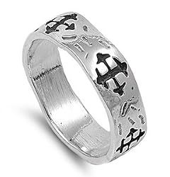 Sterling Silver Ring - Cross - Size: 10-14