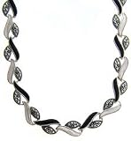 Sterling Silver Marcasite w/ Genunie Black Onyx and MOP Necklace