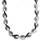 Sterling Silver Marcasite w  Genunie Black Onyx and MOP Necklace by LEAH HANNA
