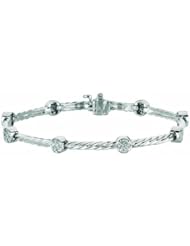 0.63 Carat Diamond Twisted Rope Bangle Round Bracelet 14K White Gold