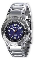 Timex 26101 Men's Stainless Steel Watch with Deep Blue Dial, Alarm, Indiglo Night Light, Date