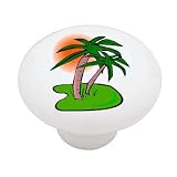 Tropical Little Island Decorative High Gloss Ceramic Drawer Knob