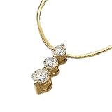 1.00 Ct.T.W. Sparkling Round Cut Diamonds, 14Kt. Yellow Gold. Three Stone Diamond Pendant with Chain