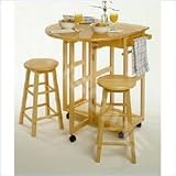Space Saver, Drop Leaf Table With 2 Round Stools By Winsome Wood