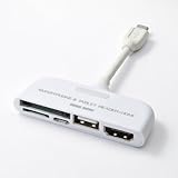 画像をクリックして拡大イメージを表示 サンワダイレクト Android対応カードリーダー HDMI出力 SDカード USBメモリ スマートフォン タブレットPC 対応 ホワイト 400-GADR003W