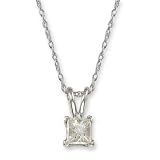 Search : 14K White Gold Diamond Solitaire Princess Cut Pendant