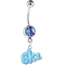 Solar Blue Gem Ski Dangle Belly Ring