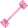 Bioplast Pink Dice Barbell Tongue Ring
