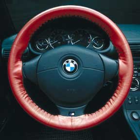 Black - Wheelskins Genuine Leather Steering Wheel Cover - BMW 2002 All