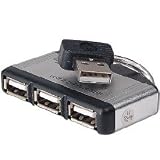 Mini & Slim 4-Port USB 2.0 Hub (Black/Silver)