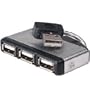 Mini & Slim 4-Port USB 2.0 Hub (Black/Silver)