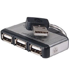 Mini & Slim 4-Port USB 2.0 Hub (Black/Silver)