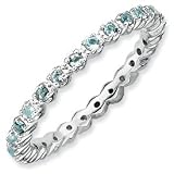 Genuine IceCarats Designer Jewelry Gift Sterling Silver Stackable Expressions Aquamarine Ring Size 6.00