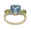 Peridot Blue Topaz & Diamond Heart Ring Crafted in Solid Gold