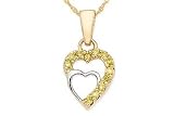 1/6 Carat Yellow Diamond 14K Yellow Gold Double Heart Pendant w/Chain