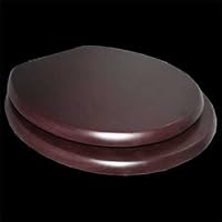 Toilet Seats Dark Oak Finish Hardwood, Round shape Toilet Seat, Chrome Hinge
