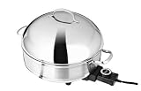 Leyse 31101 Professional 12 18/10 Stainless Steel High Dome Electric Fry Pan with Stainless Steel Lid.