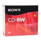 Sony Electronics Products - CD-RW, 700MB/80 Min, 10/PK, Slim Jewel Case - Sold as 1 PK - CD-RW provides the flexibility to write and rewrite your CDs, as many as 1,000 times, while offering compatibility for playback on your CD-R/RW burner, DVD-ROM, or yo