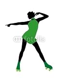 Wallmonkeys Peel and Stick Wall Decals - African American Female Roller Skater Silhouette - Removable Graphic