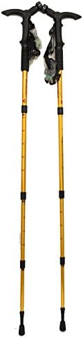 Hikker BT409 Anti-shock Hiking Pole, 2-pack, Anti Shock Hiking / Walking / Trekking Trail Poles - 1 Pair With Compass & Thermometer with 9-LED Flashlight With Battery Included