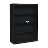 Executive Steel 4 Shelf Bookcase with Glass Doors - 4 Shelves, 36w x 15d x 52h, Black(sold individuall)
