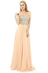 Strapless Chiffon Cocktail Beaded Evening Dress/Prom Dress/Wedding Party Dress 