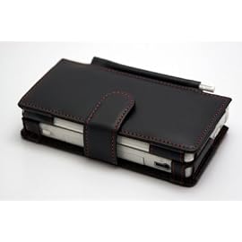 任天堂DS lite用アクセサリー・極上本牛革DSケース・ブラックレザー×オレンジステッチ