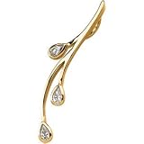 14K Yellow Gold Three Stone Cubic Zirconia Pendant Slide