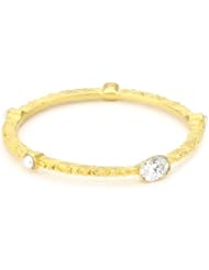 Devon Leigh "Power of Pearls" Pearl and Cubic Zirconia 18k Gold Dipped Bangle Bracelet
