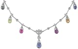 18KW Assorted Sapphire Briolette & Diamond Necklace