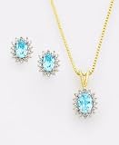 18k Gold Over Sterling Silver Blue Topaz & Diamond Accent Set