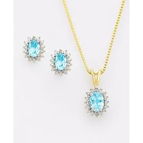 18k Gold Over Sterling Silver Blue Topaz and Diamond Accent Set by Macy's