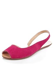 Suede Peep Toe Asymmetric Slingback Shoes