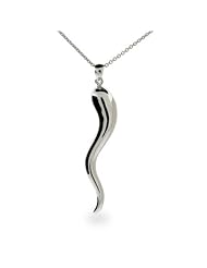 Large Sterling Silver Italian Horn Pendant