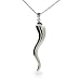 Large Sterling Silver Italian Horn Pendant Length 20 inches (Lengths 16 inches 18 inches 20 inches Available)