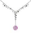 Sterling Silver Star Necklace with Accent Pink CZ Stone