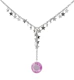 Sterling Silver Star Necklace with Accent Pink CZ Stone