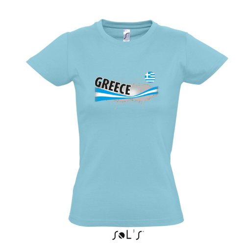 Fanshirt-Damen GREECE, Griechenland Ländershirt EM / WM Trikot S-XXL , Atoll blue , M