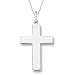 Men's 14k White Gold Solid Large Polished Cross with Rope Chain Necklace, 20"